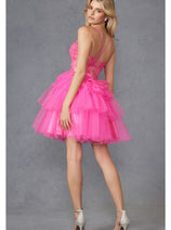 Hot Pink Bridesmaid Dresses-Inexpensive Appliqué Sleeveless Juliet JT935K
