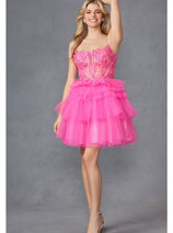 Hot Pink Bridesmaid Dresses-Inexpensive Appliqué Sleeveless Juliet JT935K