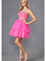 Hot Pink Bridesmaid Dresses-Inexpensive Appliqué Sleeveless Juliet JT935K