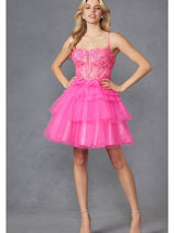 Hot Pink Bridesmaid Dresses-Inexpensive Appliqué Sleeveless Juliet JT935K