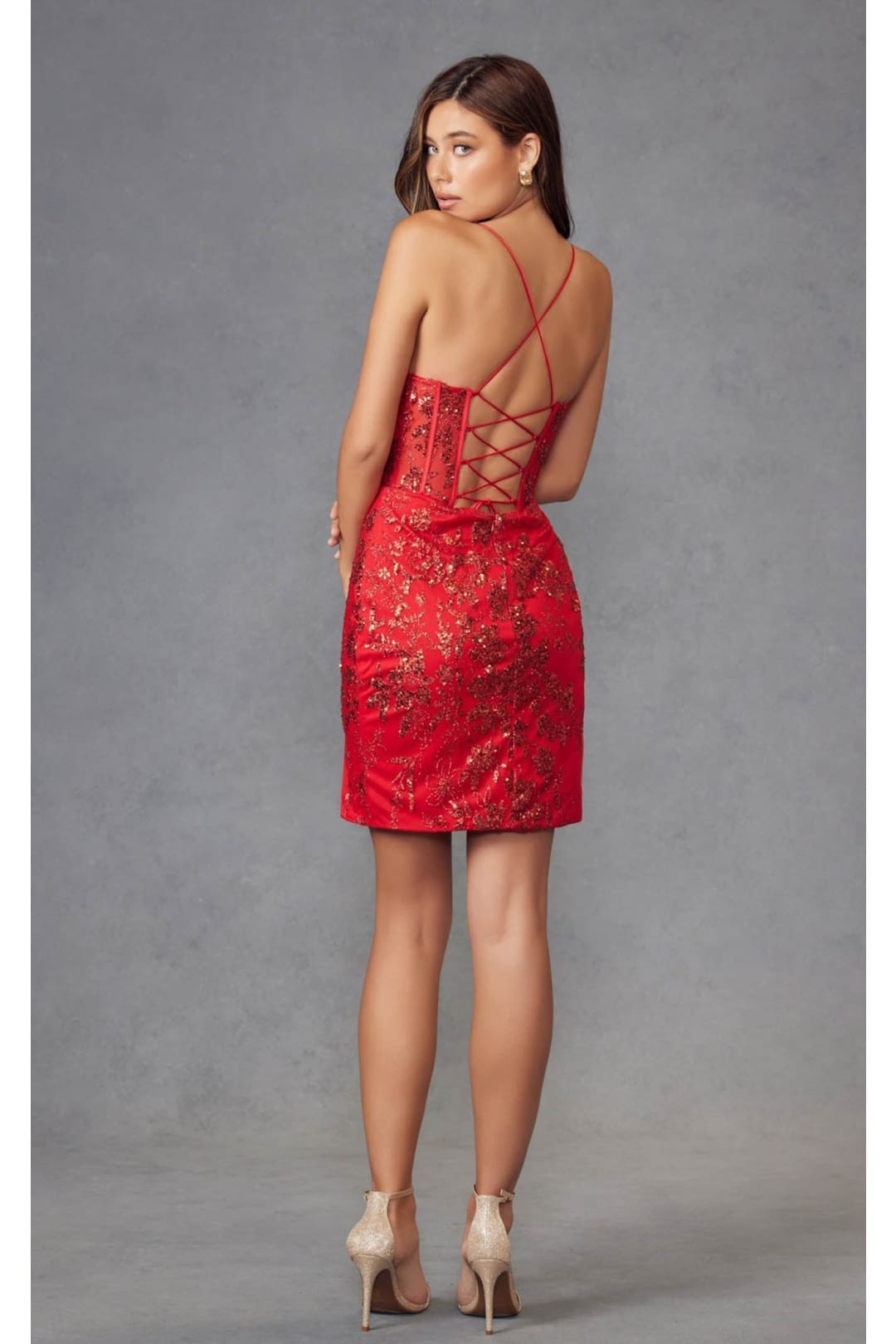 Short Red Prom Dress Corset Sleeveless Cocktail Outfit Juliet JT912A