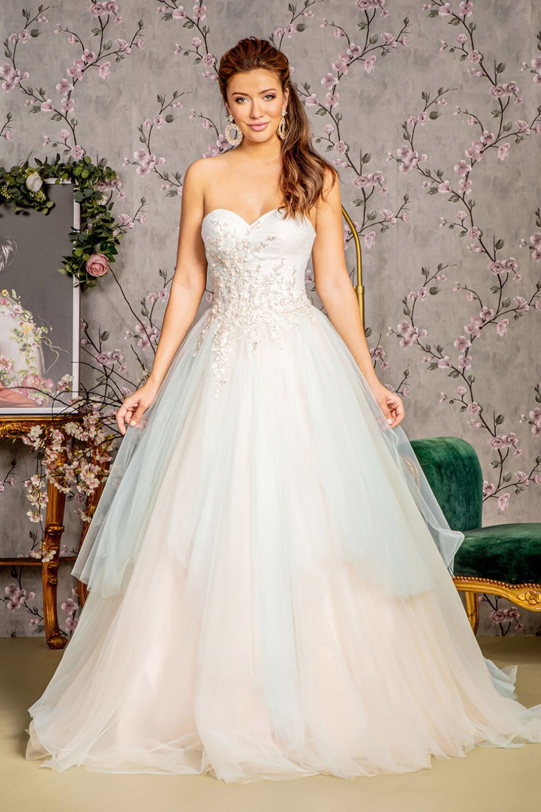 Applique Strapless A-line Ball Gown by GLS Gloria GL3244 - XS / Pink - Long Formal Dresses