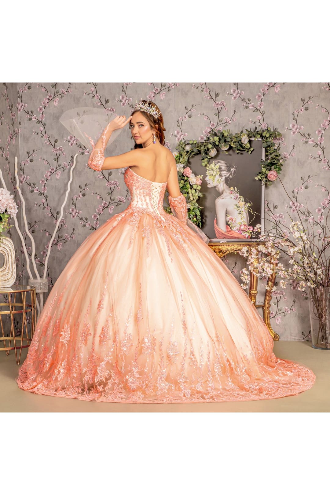 Applique Strapless Bell Sleeve Ball Gown by GLS Gloria GL3235 - Quinceanera Dresses