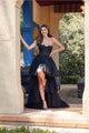 Applique Strapless High Low Gown by Juliet JT2488S - Black / 2 - Long Formal Dresses