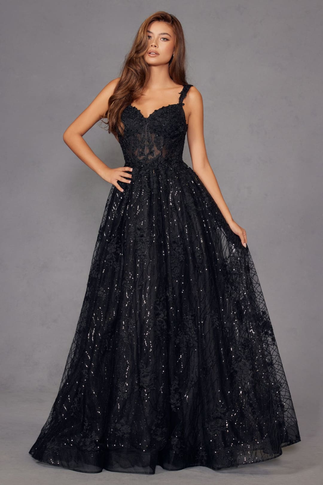 Applique Sweetheart A-line Gown by Juliet JT2495A - Long Formal Dresses