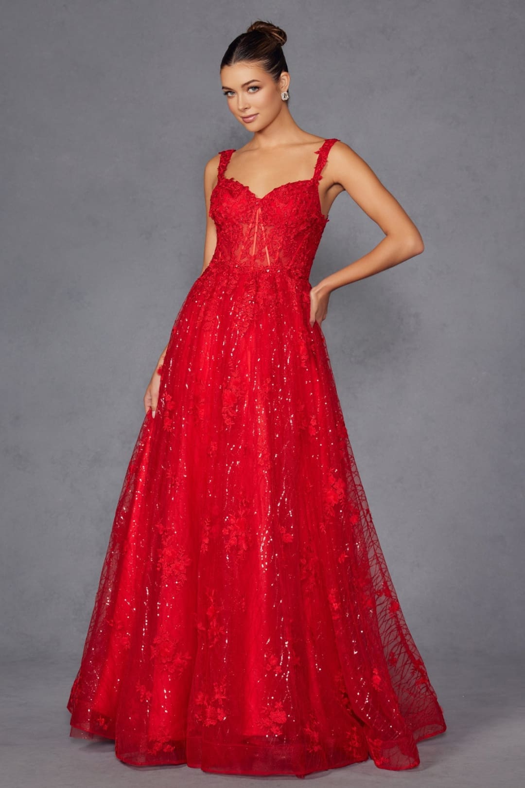 Applique Sweetheart A-line Gown by Juliet JT2495A - Long Formal Dresses