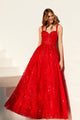 Applique Sweetheart A-line Gown by Juliet JT2495A - Red / 2 - Long Formal Dresses