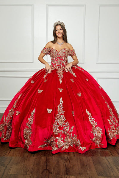 Applique Sweetheart Velvet Ball Gown by Bella Princess PQ1038
