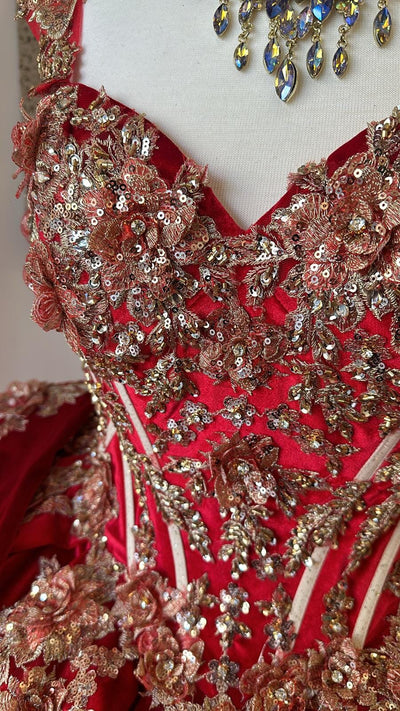 Applique Sweetheart Velvet Ball Gown by Bella Princess PQ1038