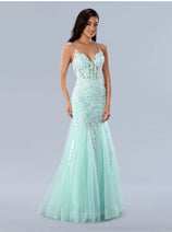 Aqua Prom Dress Mermaid Formal Evening Gown Stella Couture 24229