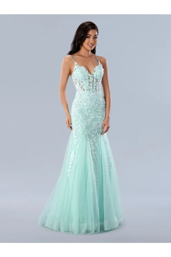 Aqua Prom Dress Mermaid Formal Evening Gown Stella Couture 24229 - Aqua / Dresses