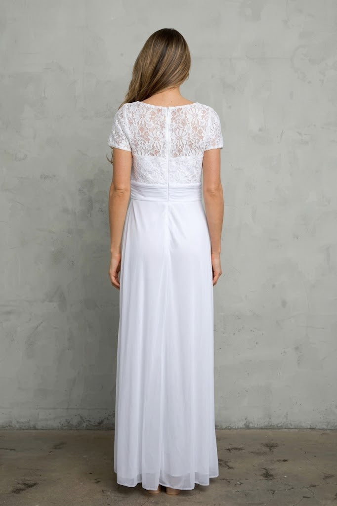 Eva USA 3486 A-Line Lace Simple Long Wedding Dress
