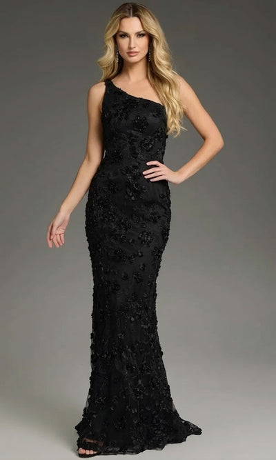 Jovani 38684 - One Shoulder Gown with 3D Appliques