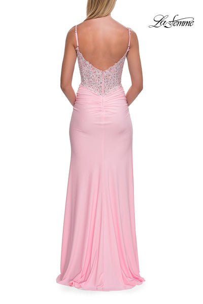 La Femme 33439 Rhinestone Lace V-Neckline Prom Dress