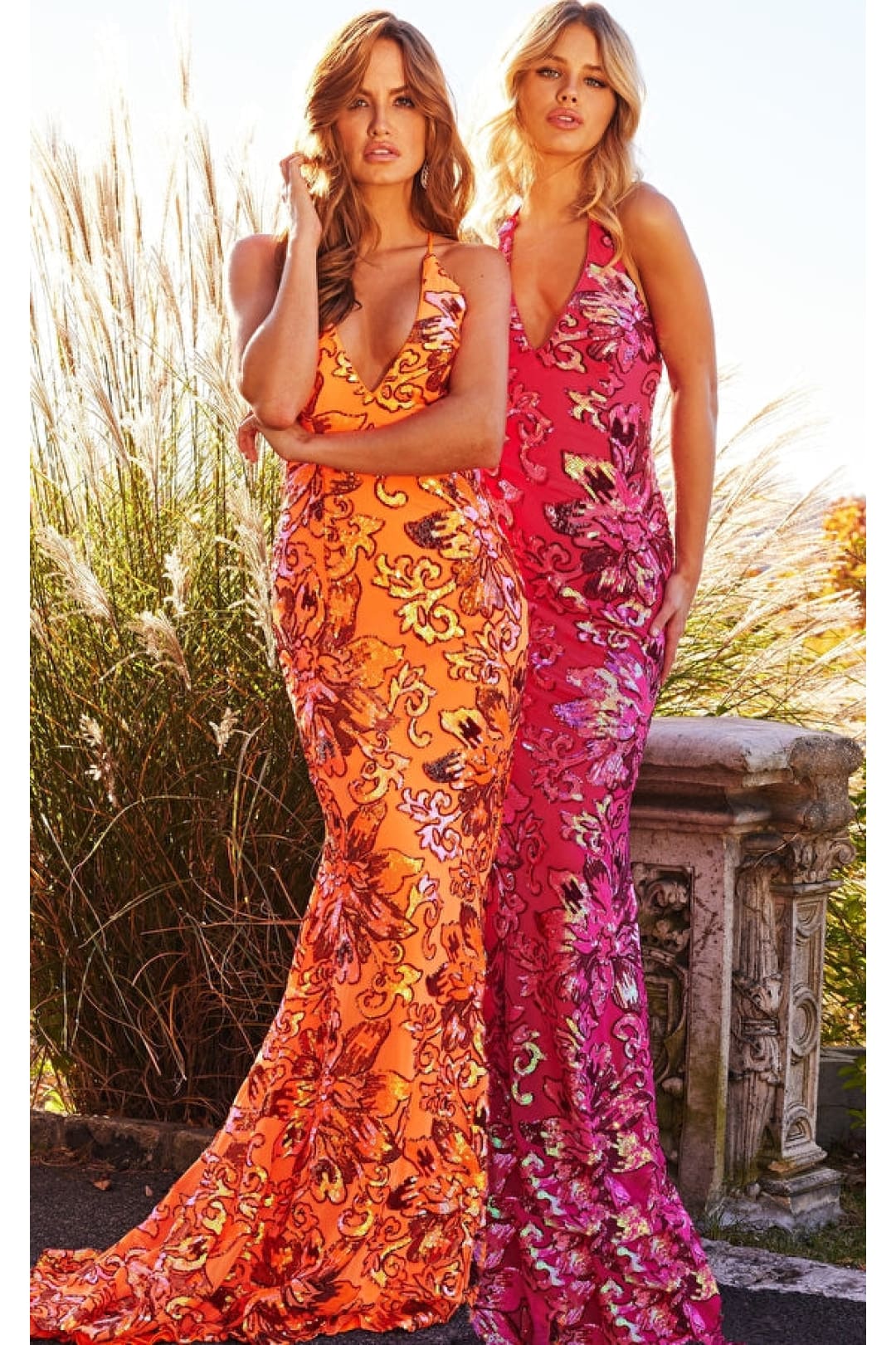 Backless Bright Neon V-Neck Jovani Prom Dress 08462 - Apparel & Accessories > Clothing > Dresses