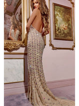 Backless Floral Beaded Prom Dress: Jovani D5704