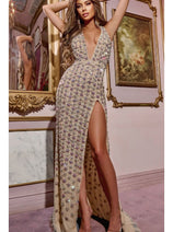 Backless Floral Beaded Prom Dress: Jovani D5704