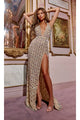 Backless Floral Beaded Prom Dress: Jovani D5704 - Nude/Multi / 00 - Apparel & Accessories > Clothing > Dresses