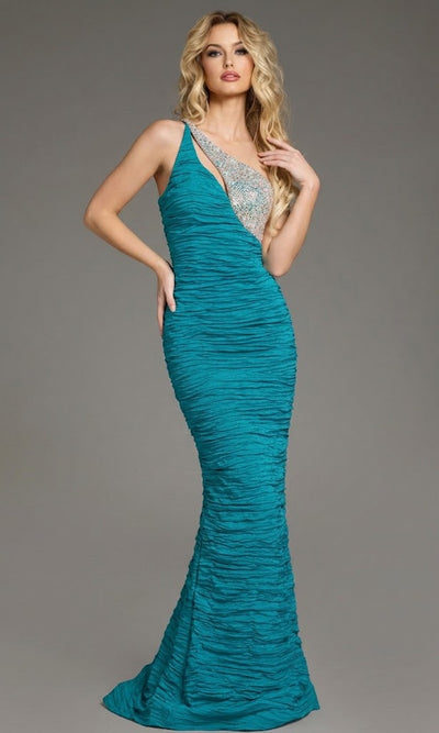 Jovani 37267 - Sleek One Shoulder Ruched Evening Gown