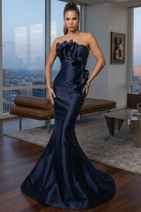Terani Couture 241E2512 Sophisticated Formal Prom Strapless Long Evening Mikado Dress