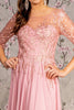 Bead Embroidered 3/4 Sleeve A-line Gown by GLS Gloria GL3445 - Long Formal Dresses