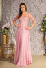 Bead Embroidered 3/4 Sleeve A-line Gown by GLS Gloria GL3445 - S / Dusty Rose - Long Formal Dresses