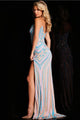 Bead Print Fitted Strapless Slit Gown by Jovani 38707 - Long Formal Dresses