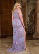 Rachel Allan 70383 Bead Print One Shoulder Slit Gown