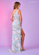Rachel Allan 70383 Bead Print One Shoulder Slit Gown