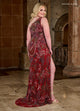 Rachel Allan 70383 Bead Print One Shoulder Slit Gown