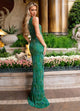 Rachel Allan 70383 Bead Print One Shoulder Slit Gown