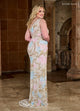 Rachel Allan 70383 Bead Print One Shoulder Slit Gown