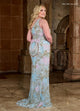 Rachel Allan 70383 Bead Print One Shoulder Slit Gown