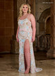 Rachel Allan 70002 Bead Print Sleeveless Slit Gown