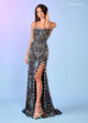 Rachel Allan 70002 Bead Print Sleeveless Slit Gown