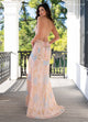 Rachel Allan 70002 Bead Print Sleeveless Slit Gown