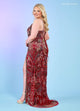 Rachel Allan 70002 Bead Print Sleeveless Slit Gown