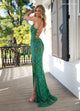 Rachel Allan 70002 Bead Print Sleeveless Slit Gown