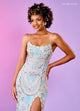 Rachel Allan 70002 Bead Print Sleeveless Slit Gown