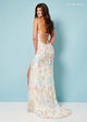 Rachel Allan 70002 Bead Print Sleeveless Slit Gown