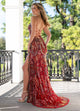 Rachel Allan 70002 Bead Print Sleeveless Slit Gown