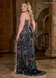 Rachel Allan 70002 Bead Print Sleeveless Slit Gown