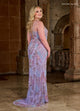 Rachel Allan 70002 Bead Print Sleeveless Slit Gown