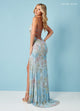 Rachel Allan 70002 Bead Print Sleeveless Slit Gown