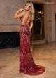 Rachel Allan 70002 Bead Print Sleeveless Slit Gown
