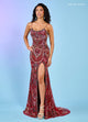 Rachel Allan 70002 Bead Print Sleeveless Slit Gown