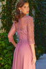 Beaded 3/4 Sleeve A-line Gown by Elizabeth K GL3574 - Long Formal Dresses