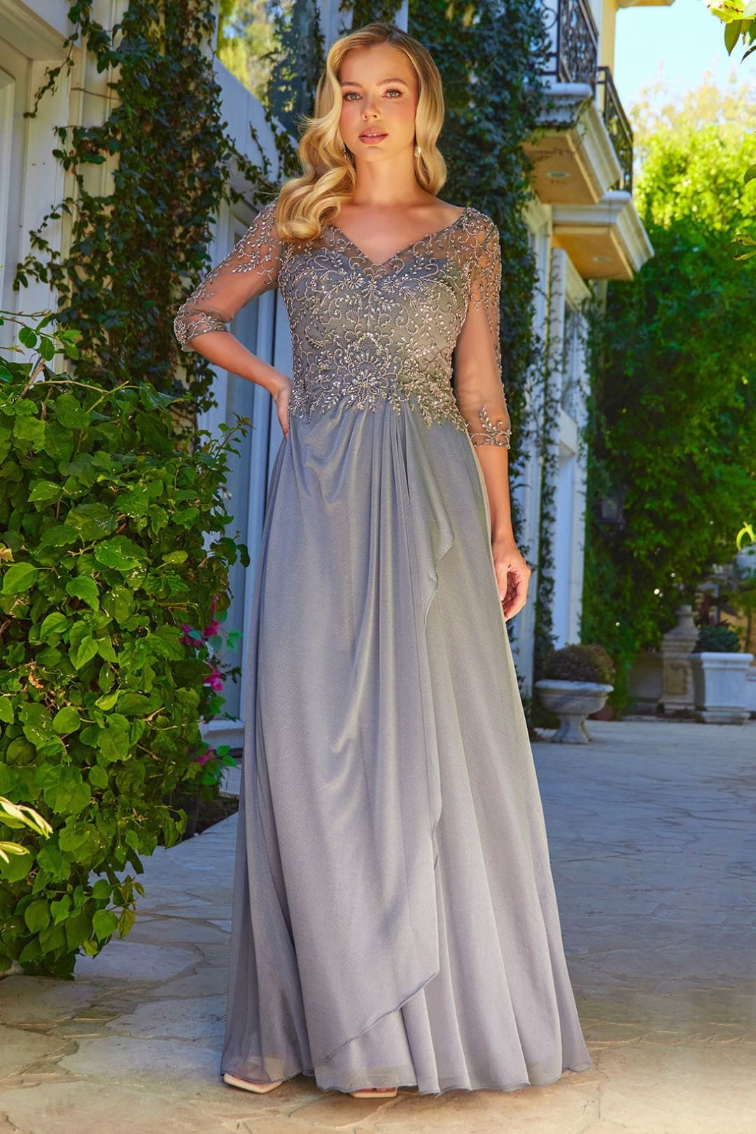 Elizabeth K GL3574 Beaded Gown