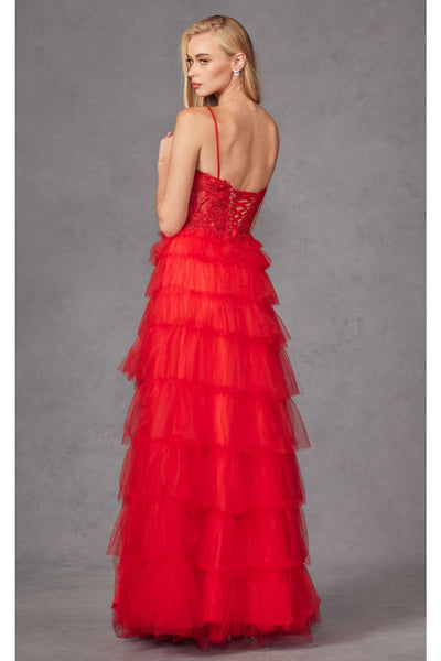 Beaded Applique Tiered Prom Gown by Juliet JT2451S - Dress