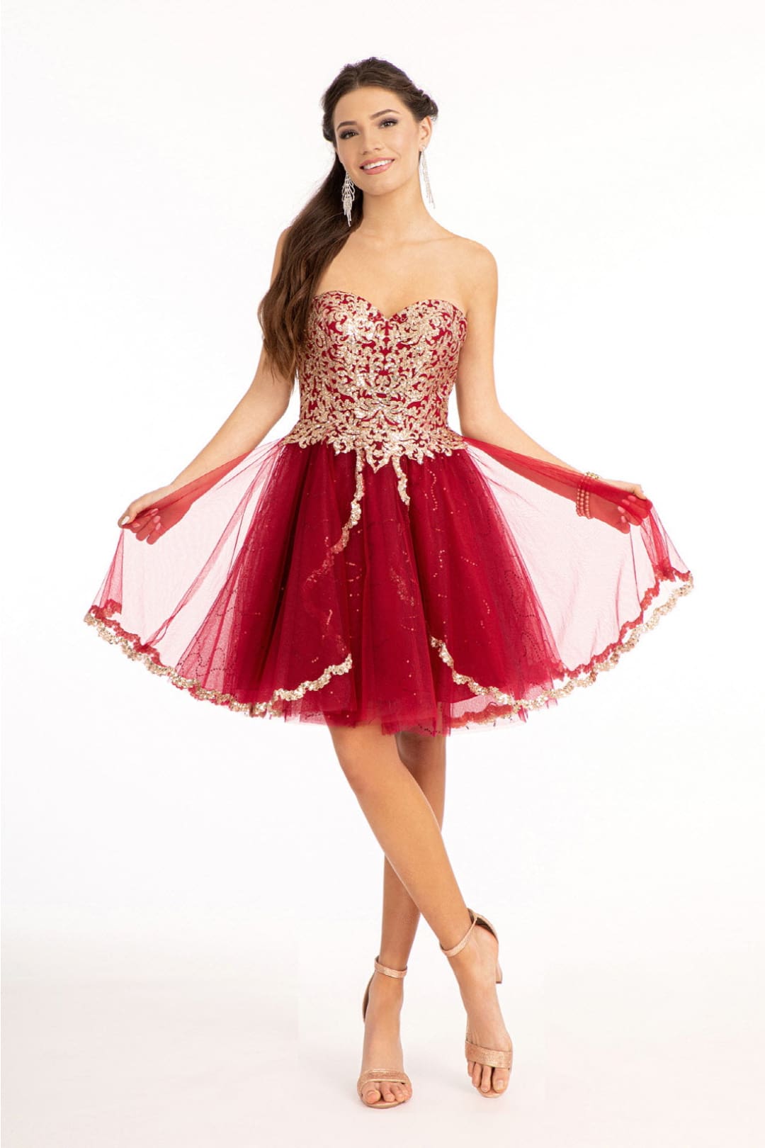 Beaded Bodice Strapless Dress Elizabeth K GS1980 - Formal Dress Shops XS / Burgundy Beaded Bodice Strapless Dress Elizabeth K GS1980 - Formal Dress Shops XS / Burgundy